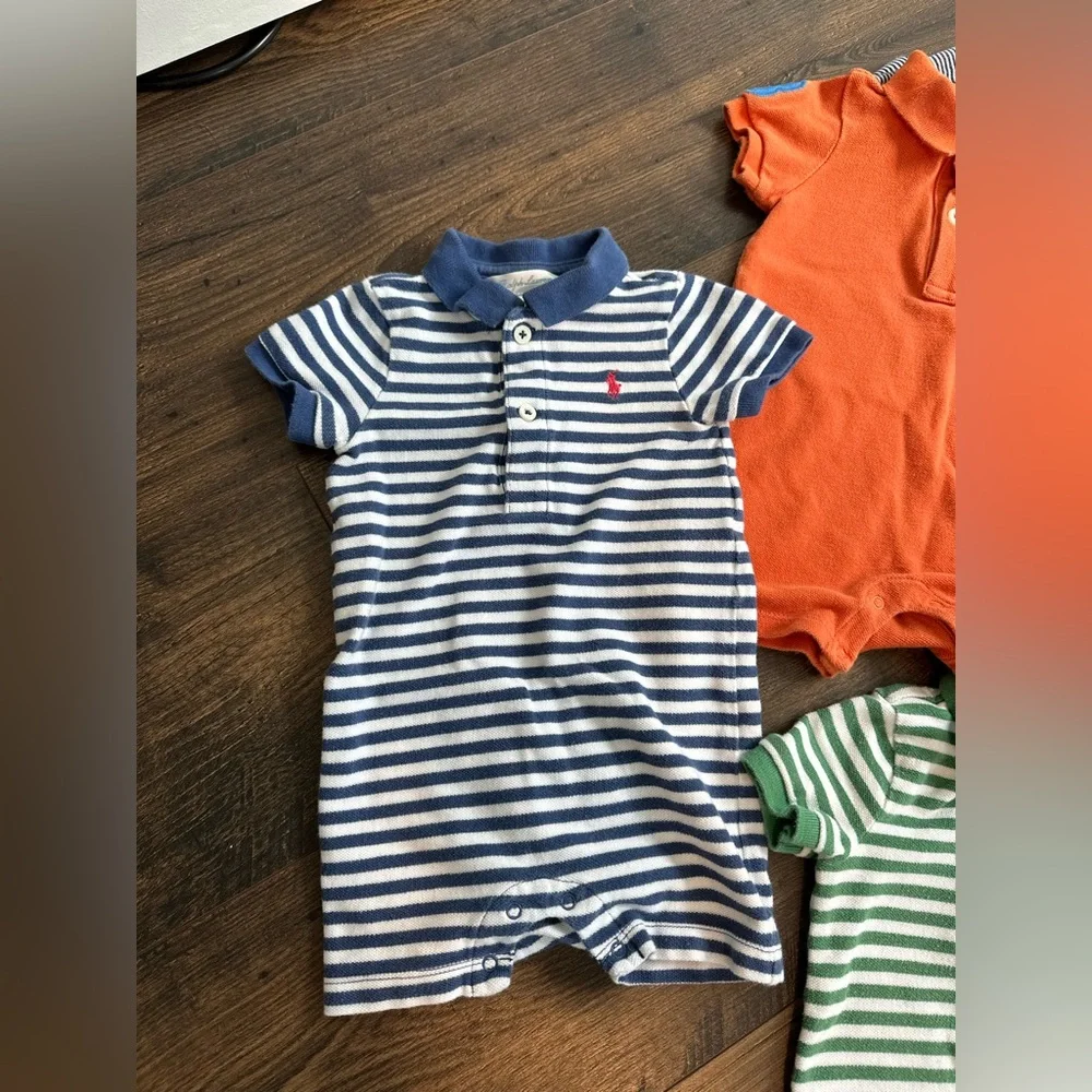 Bundle of Boys Four Ralph Lauren Polo Romper/Footie Size 9 Months